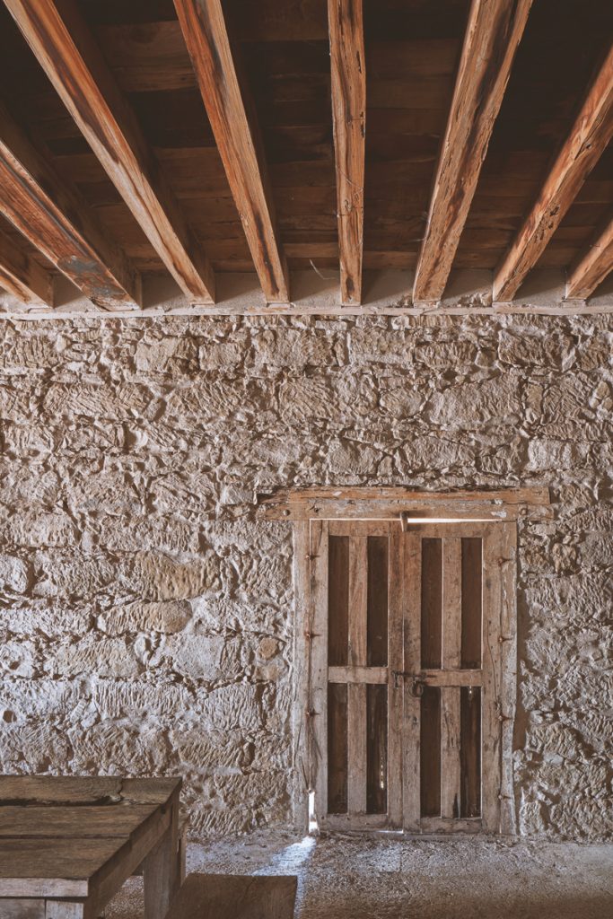Inside stone wall